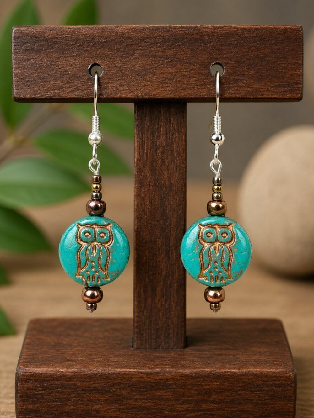 Handmade Owl Drop Earrings | Sterling Silver - Picture 4 of 7